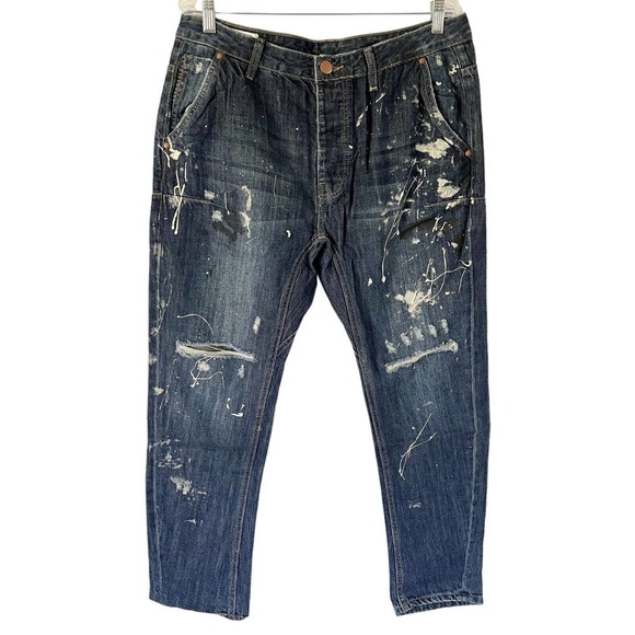 NWT One Teaspoon Mr. Golds Cowboy Paint Splatter Relaxed Fit Jeans Sz 34 X 29 - Picture 5 of 13